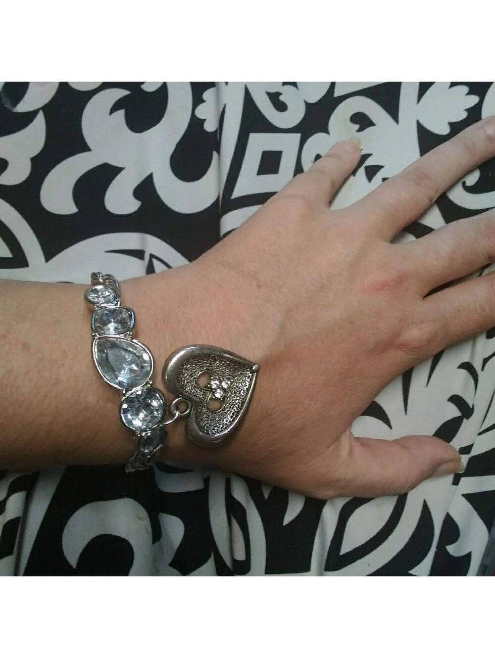 Charmed Heart Crystal Bracelet silver toned